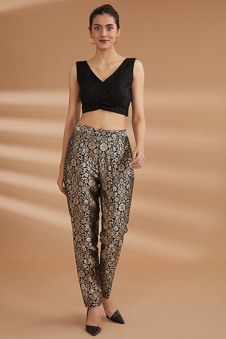 Black Suede Embroidered Cape Set by NOW WITH PRACHI at Pernia's Pop Up Shop