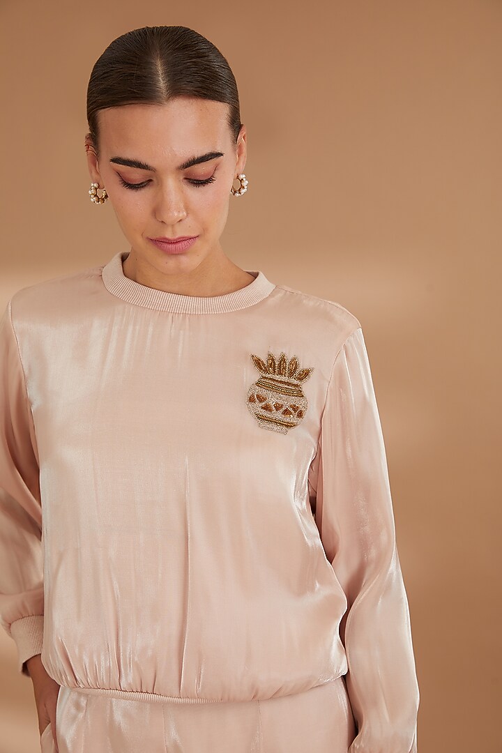 Cream Georgette Embroidered Co-Ord Set by NOW WITH PRACHI at Pernia's Pop Up Shop