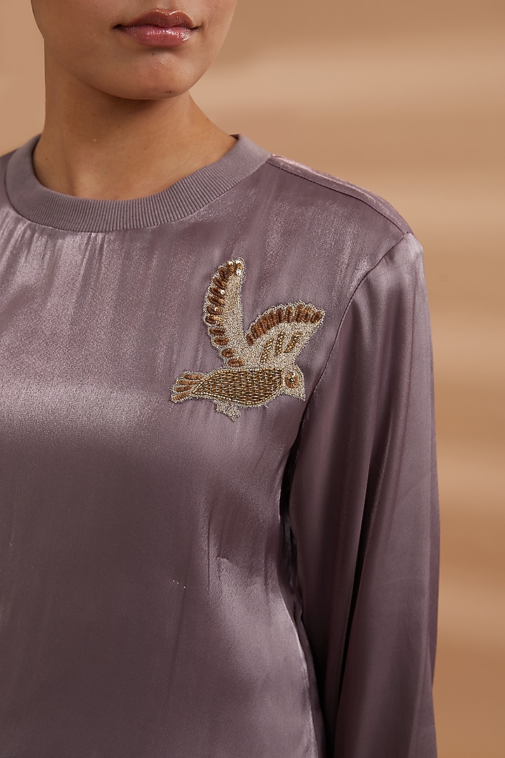 Purple Georgette Embroidered Co-Ord Set by NOW WITH PRACHI at Pernia's Pop Up Shop