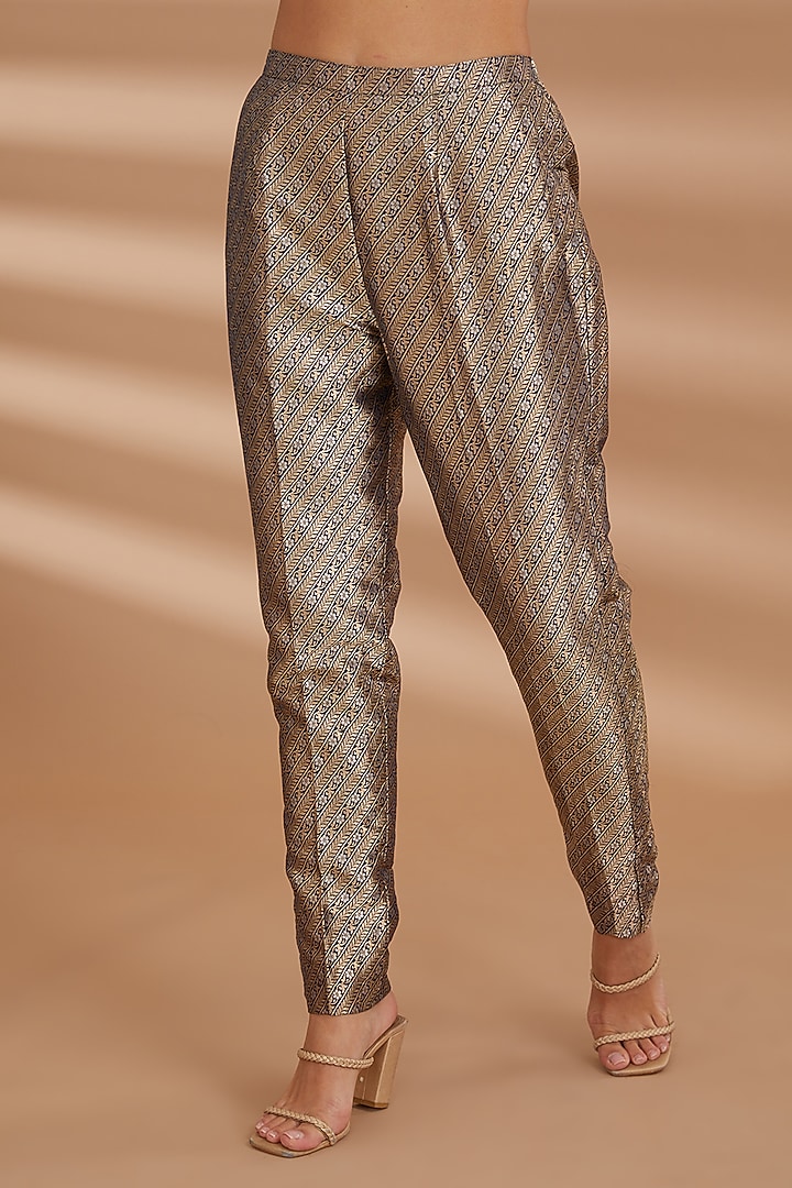 Blue Pure Silk Brocade Tunic Set by NOW WITH PRACHI at Pernia's Pop Up Shop