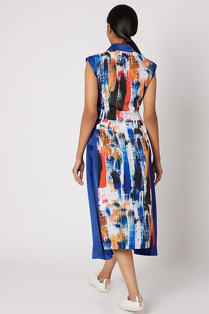 Cobalt Blue Printed Summer Dress With Panel by Nori at Pernia's Pop Up Shop