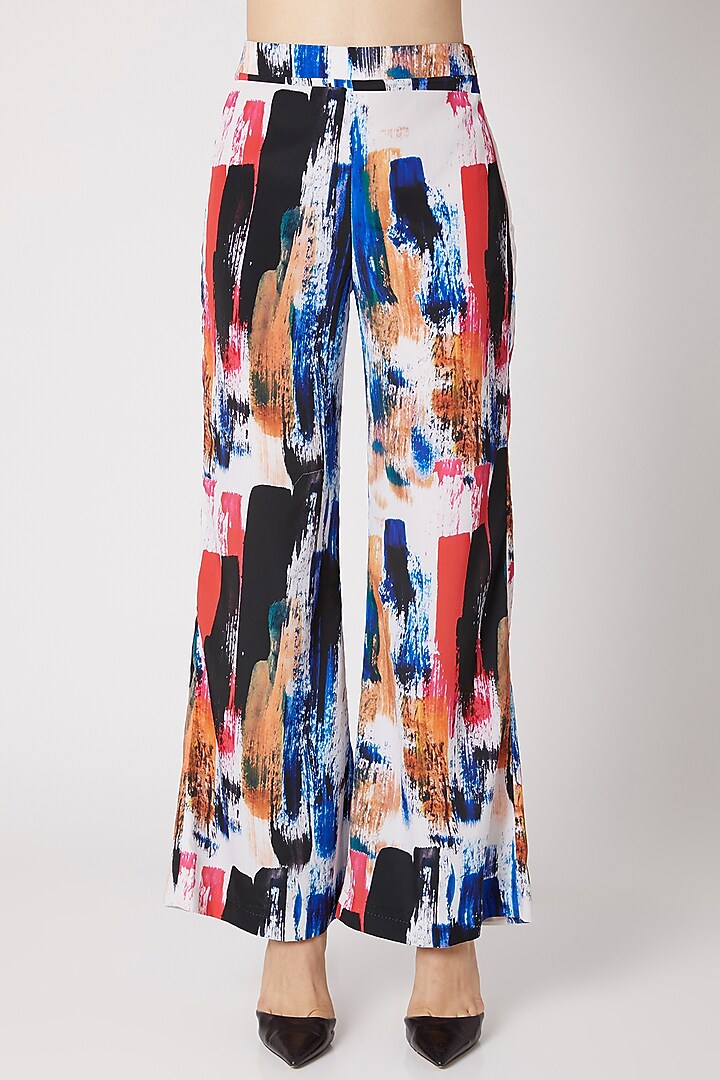 Cobalt Blue Frilled Top With Printed Pants by Nori at Pernia's Pop Up Shop