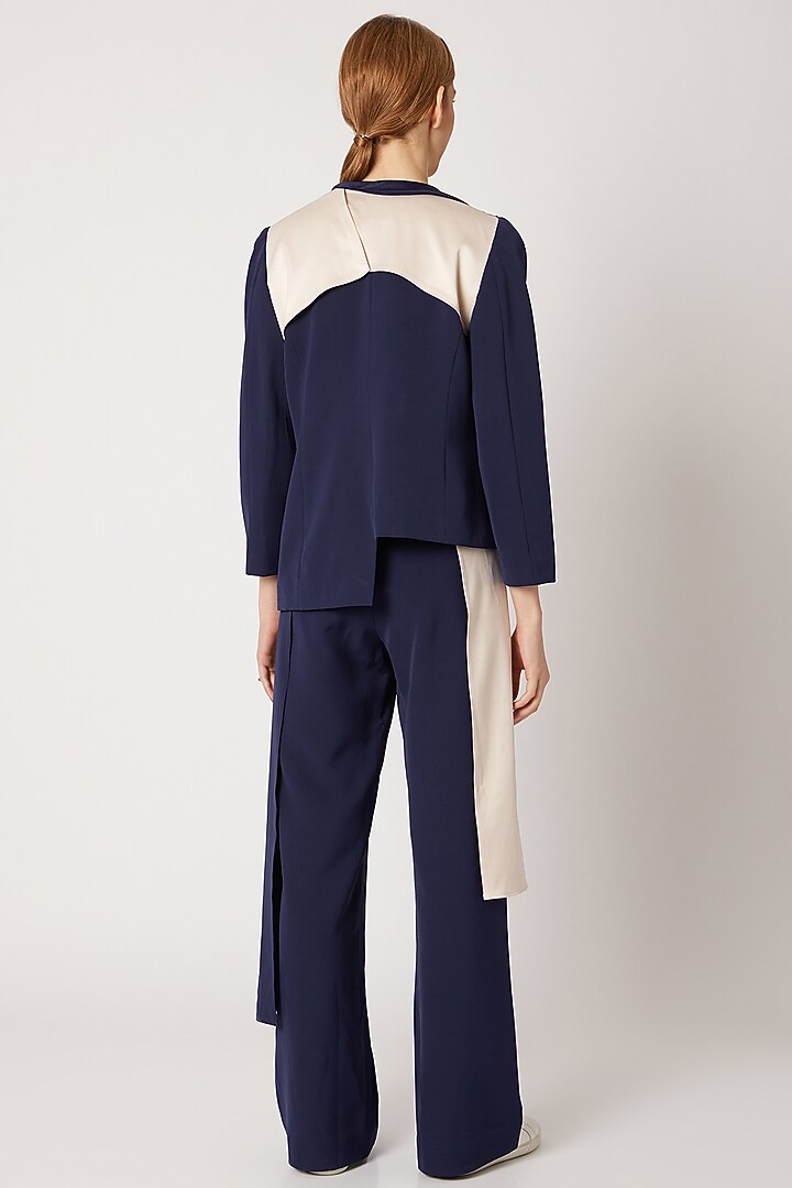 Cobalt Blue & Nude Pink Color Blocked Coat by Nori at Pernia's Pop Up Shop