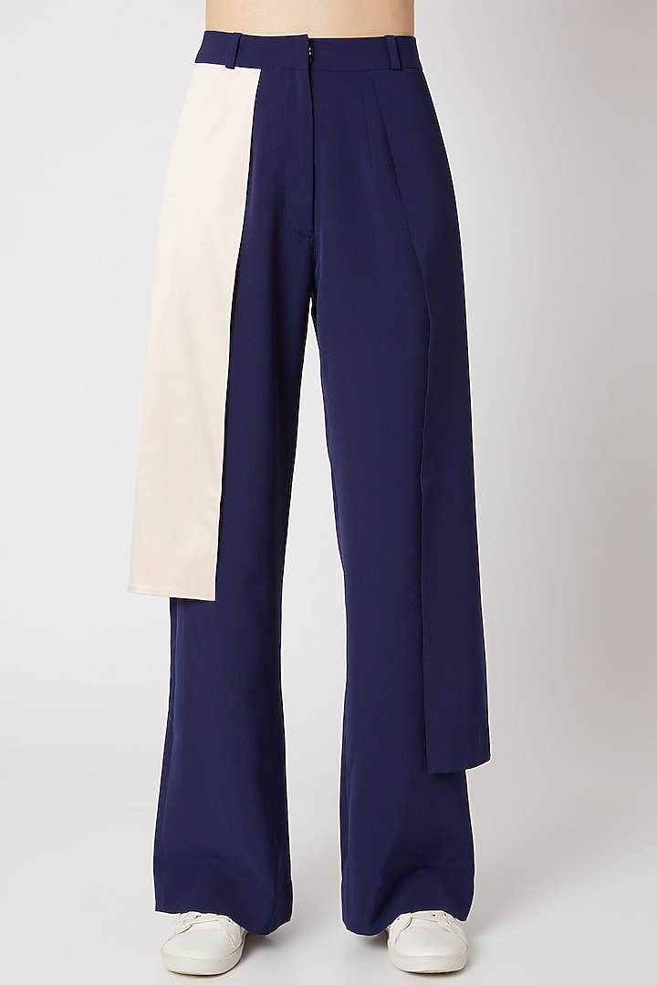 Cobalt Blue & Nude Pink Color Wide Leg Pants by Nori at Pernia's Pop Up Shop