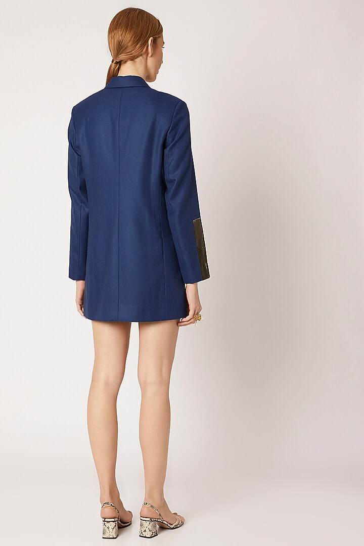 Cobalt Blue Blazer With Metallic Patches by Nori at Pernia's Pop Up Shop
