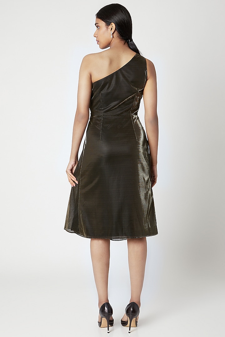 Gold Metallic Draped Summer Dress by Nori at Pernia's Pop Up Shop