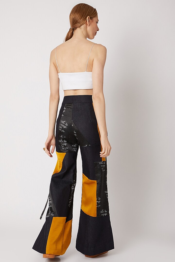 Cobalt Blue Printed Pants With Belt by Nori at Pernia's Pop Up Shop