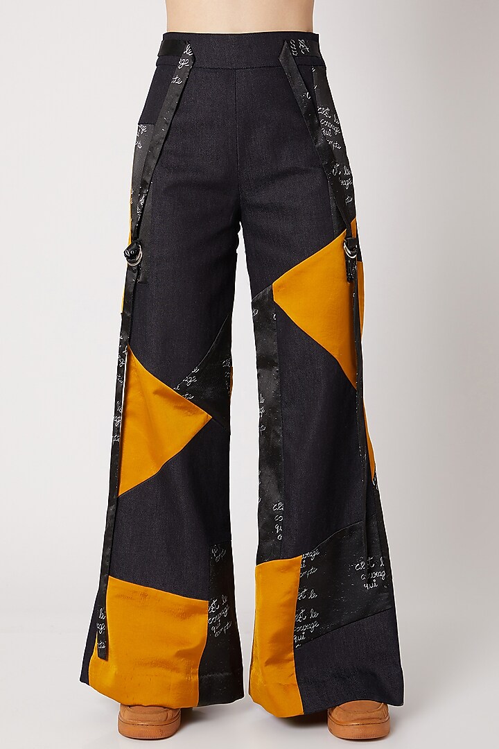 Cobalt Blue Printed Pants With Belt by Nori at Pernia's Pop Up Shop