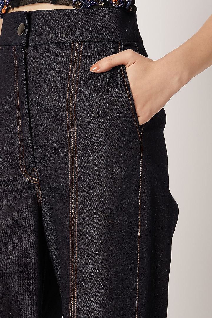 Cobalt Blue Pleated Flared Pants by Nori at Pernia's Pop Up Shop