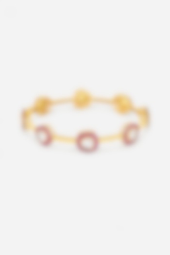 14kt Yellow Gold Finish Diamond & Ruby Stone Bangle by Nornament at Pernia's Pop Up Shop