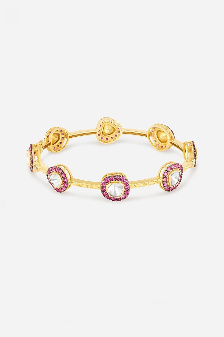 14kt Yellow Gold Finish Diamond & Ruby Stone Bangle by Nornament at Pernia's Pop Up Shop