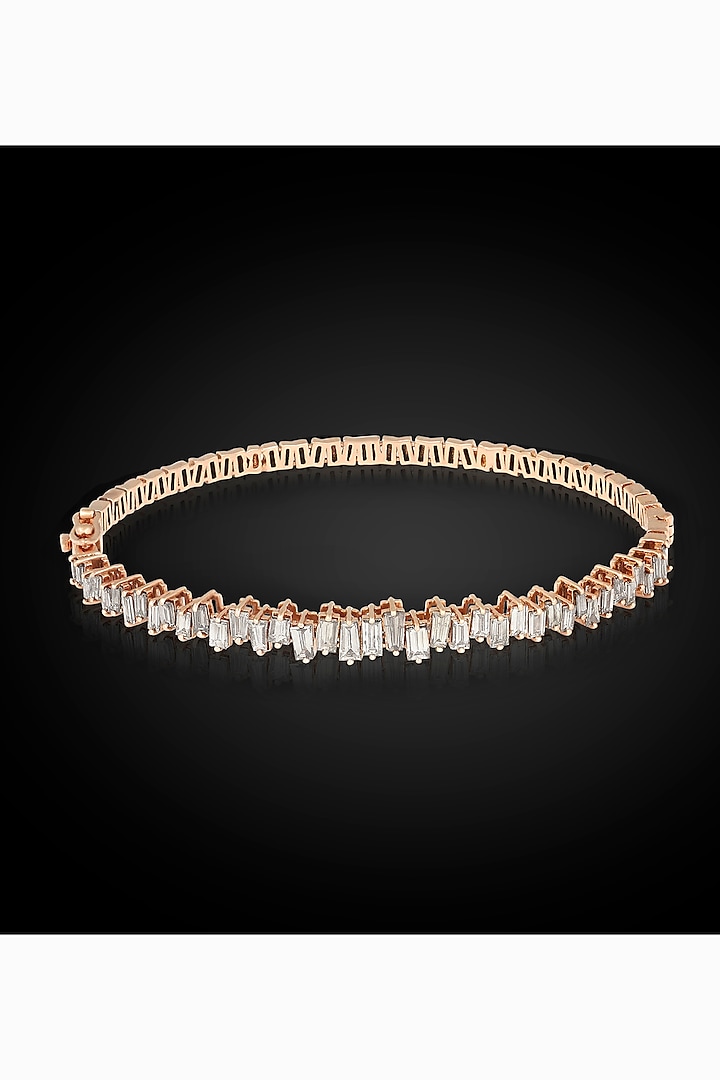 14kt Rose Gold Finish Tapered Baguette Diamond Bracelet by Nornament at Pernia's Pop Up Shop