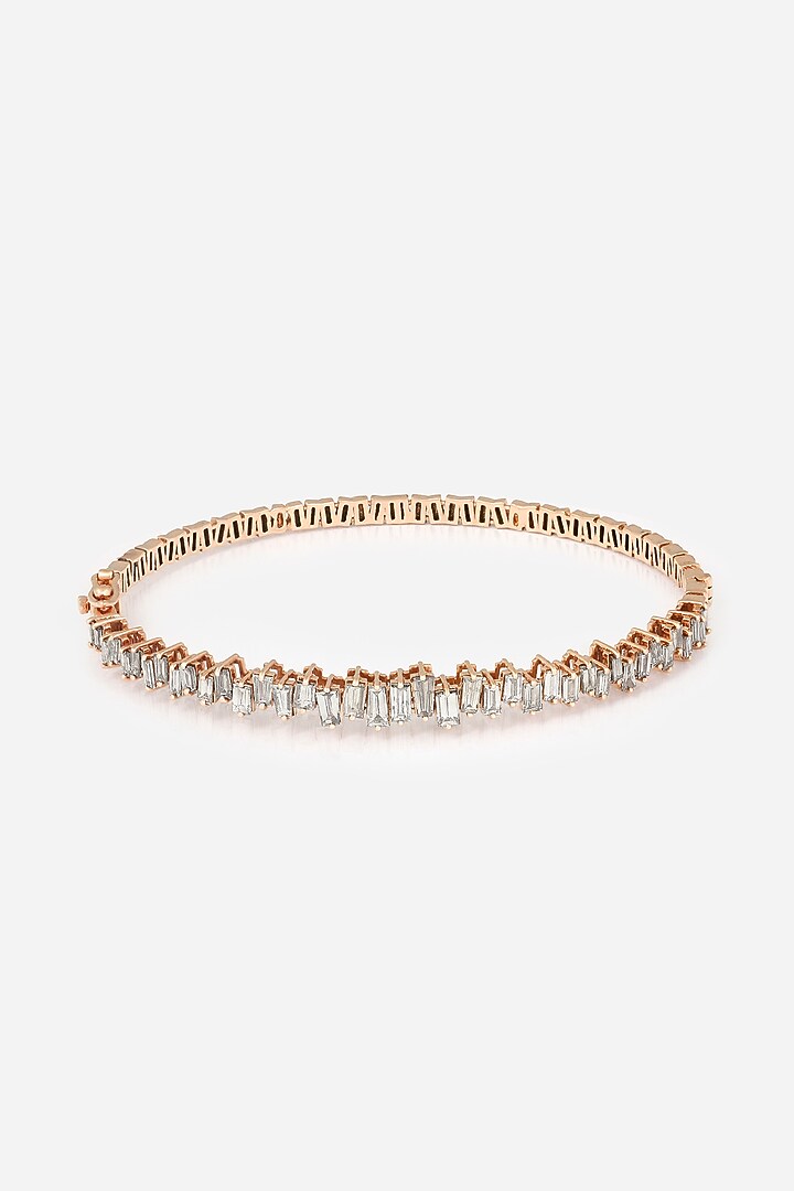 14kt Rose Gold Finish Tapered Baguette Diamond Bracelet by Nornament at Pernia's Pop Up Shop