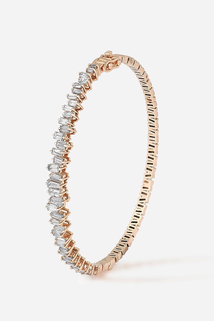 14kt Rose Gold Finish Tapered Baguette Diamond Bracelet by Nornament at Pernia's Pop Up Shop