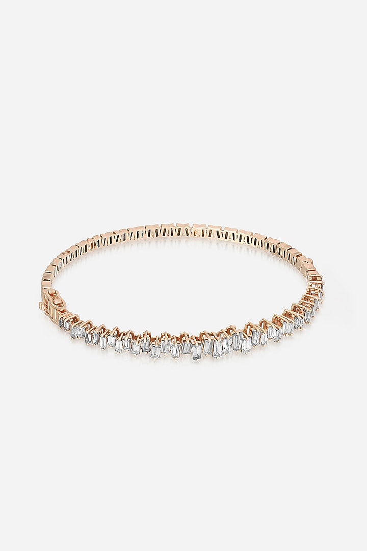 14kt Rose Gold Finish Tapered Baguette Diamond Bracelet by Nornament at Pernia's Pop Up Shop