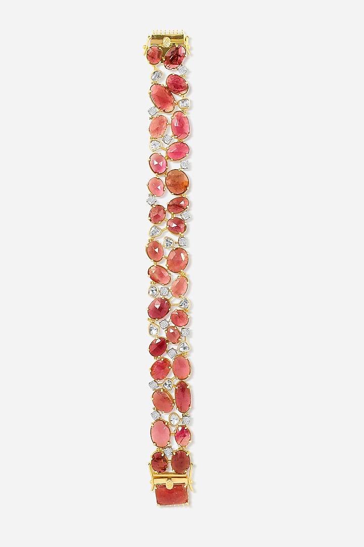14kt Yellow Gold Finish Diamond & Red Stone Bracelet by Nornament at Pernia's Pop Up Shop