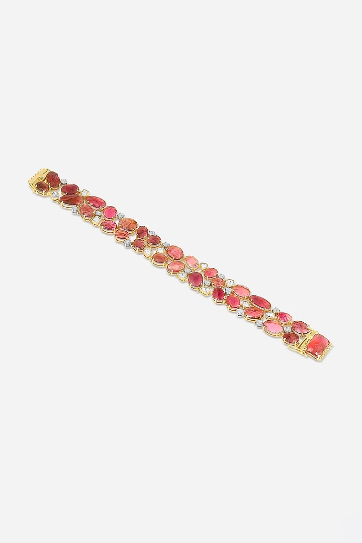 14kt Yellow Gold Finish Diamond & Red Stone Bracelet by Nornament at Pernia's Pop Up Shop