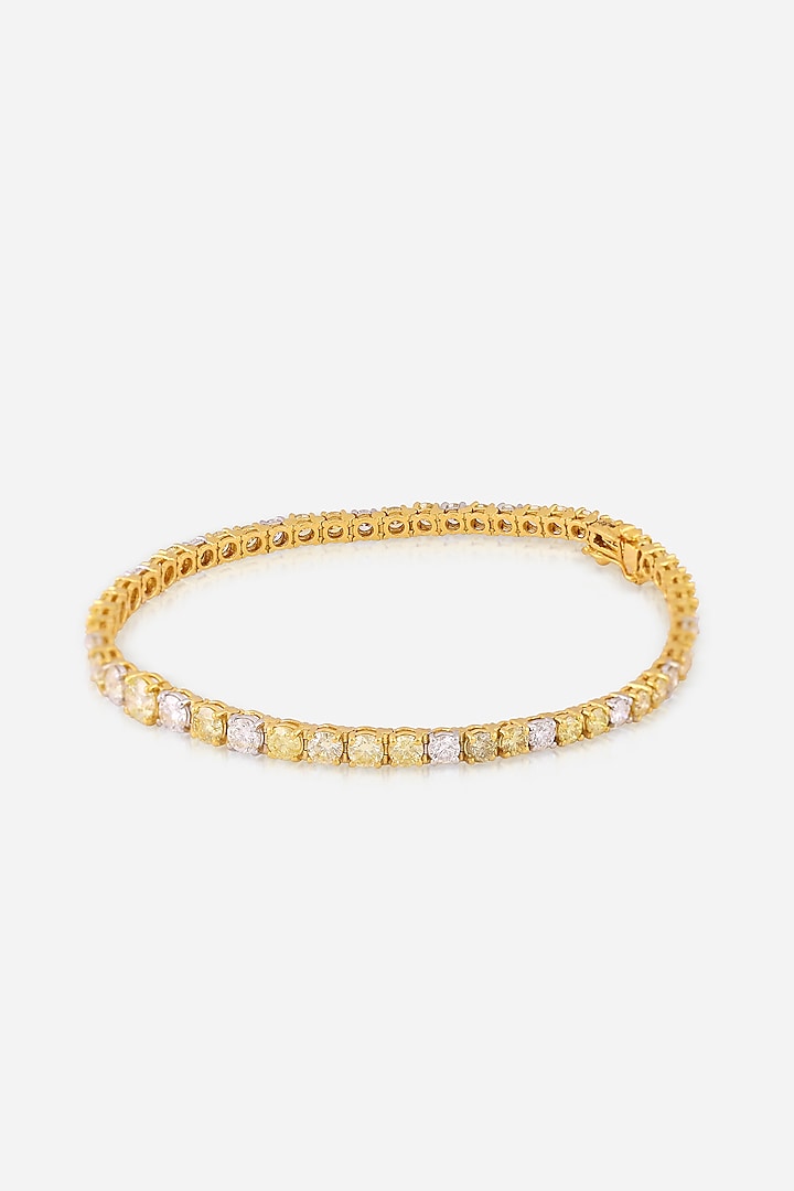 18kt Yellow Gold Finish Yellow & White Diamond Tennis Bracelet by Nornament at Pernia's Pop Up Shop