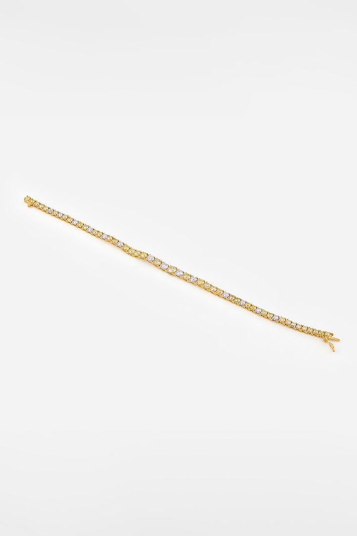 18kt Yellow Gold Finish Yellow & White Diamond Tennis Bracelet by Nornament at Pernia's Pop Up Shop