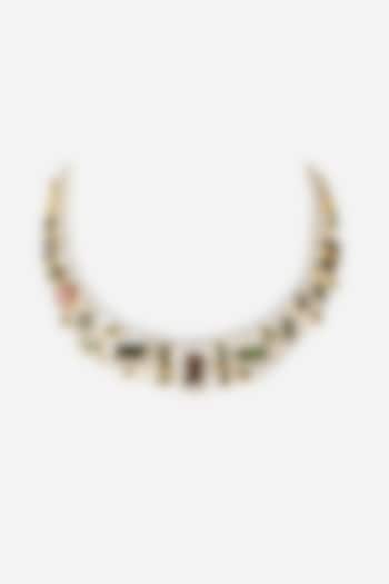 14kt Yellow Gold Finish Diamond & Tourmaline Stone Choker Necklace by Nornament at Pernia's Pop Up Shop