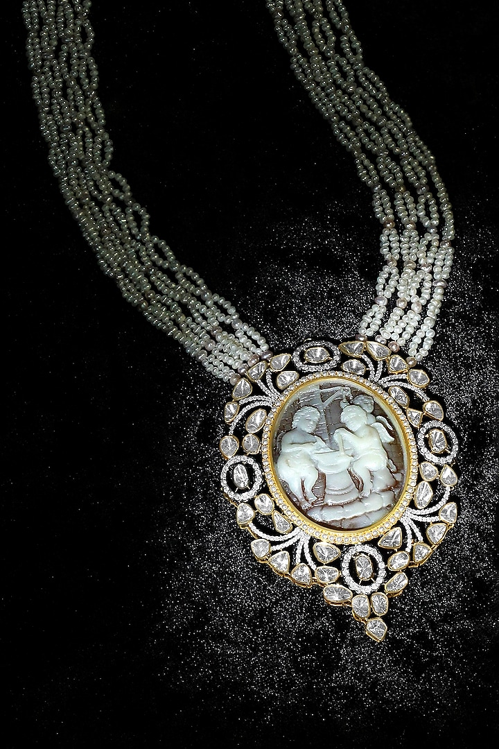 14kt Yellow Gold Finish Agate Stone Pendant Necklace by Nornament at Pernia's Pop Up Shop