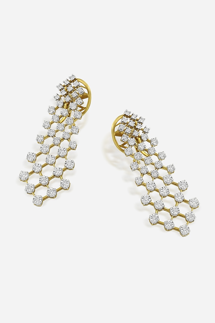 14kt Yellow Gold Finish Diamond Dangler Earrings by Nornament at Pernia's Pop Up Shop