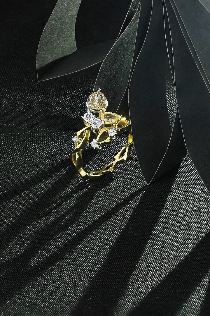 18kt Yellow Gold Finish Yellow & Brown Diamond Ring by Nornament at Pernia's Pop Up Shop