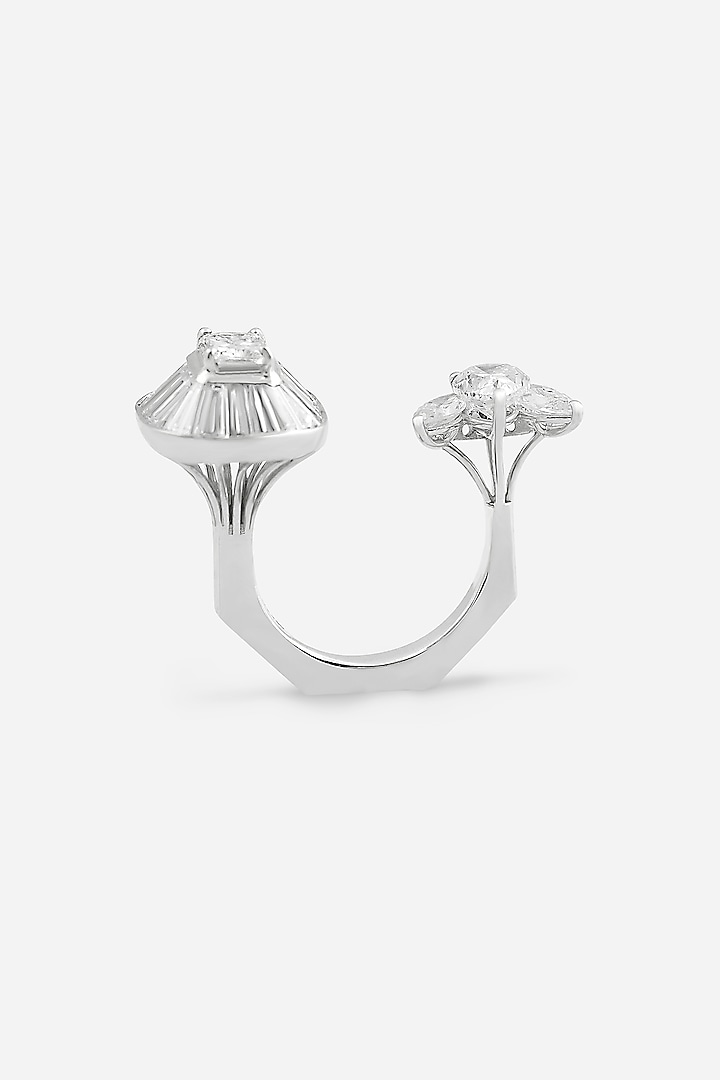 18kt White Gold Finish Tapered Baguette Diamond Ring by Nornament at Pernia's Pop Up Shop