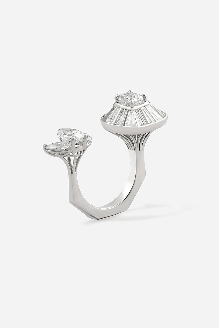 18kt White Gold Finish Tapered Baguette Diamond Ring by Nornament at Pernia's Pop Up Shop