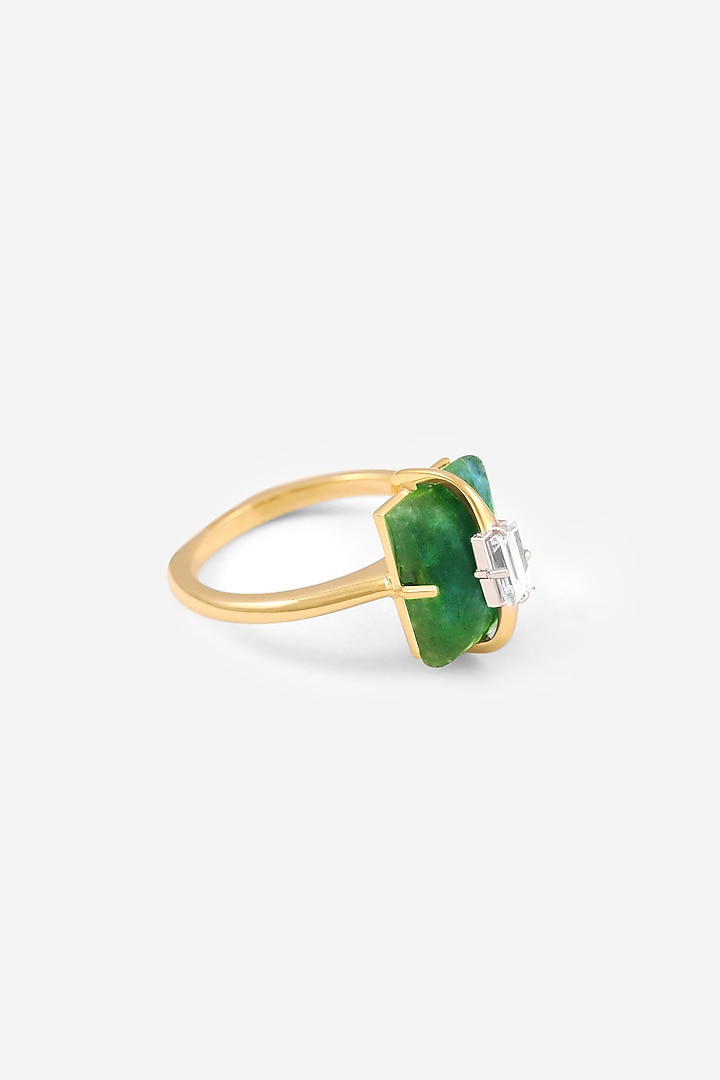 14kt Yellow Gold Finish Diamond & Emerald Stone Ring by Nornament at Pernia's Pop Up Shop