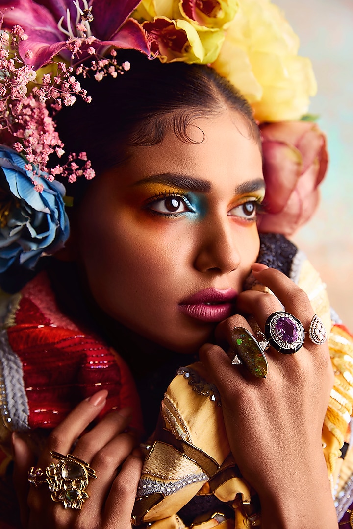 18kt Yellow Gold Finish Diamond & Tourmaline Stone Ring by Nornament at Pernia's Pop Up Shop