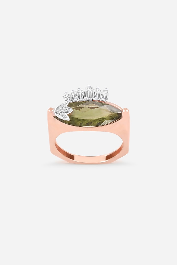 18kt Yellow Gold Finish Brown Red Diamond Ring by Nornament at Pernia's Pop Up Shop