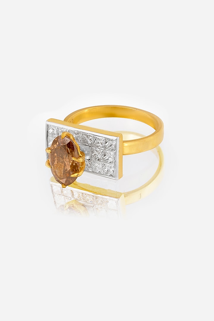 18kt Yellow Gold Finish Brown Red Diamond Ring by Nornament at Pernia's Pop Up Shop