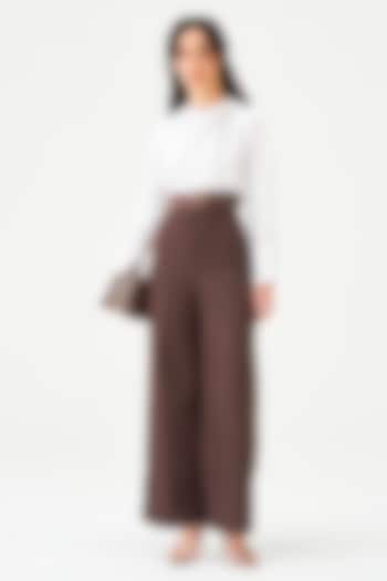 White & Brown Polyester Jumpsuit by Notebook at Pernia's Pop Up Shop