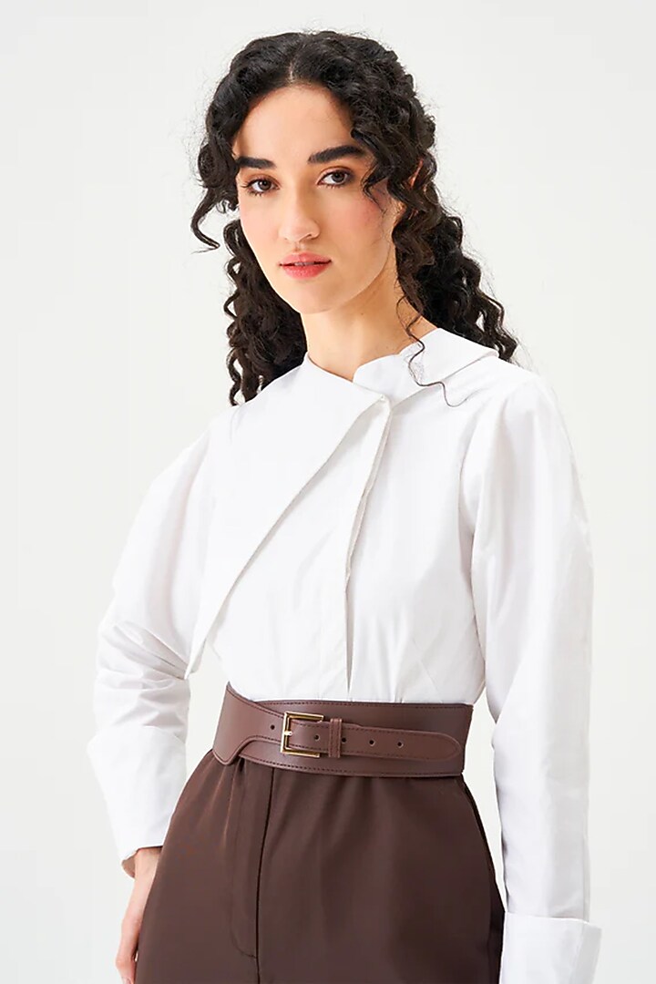 White & Brown Polyester Jumpsuit by Notebook at Pernia's Pop Up Shop