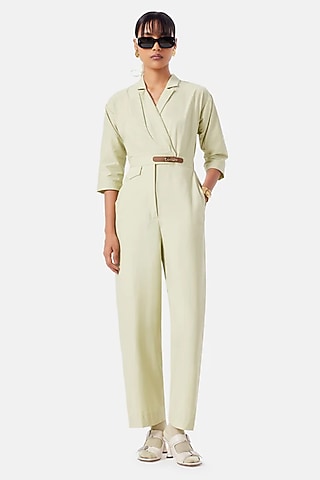 Pastel Green Cotton Jumpsuit by Notebook