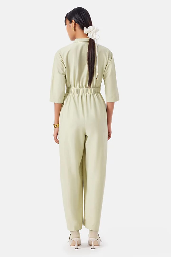 Pastel Green Cotton Jumpsuit by Notebook at Pernia's Pop Up Shop