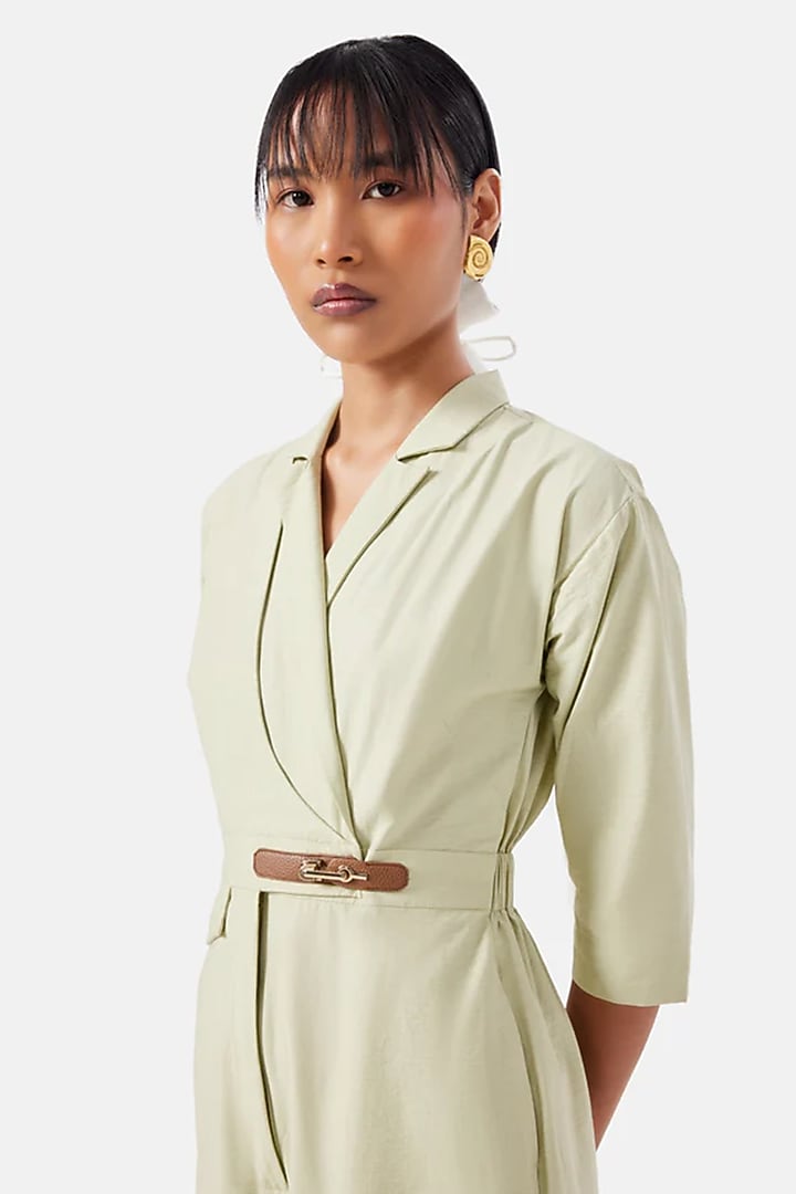 Pastel Green Cotton Jumpsuit by Notebook at Pernia's Pop Up Shop
