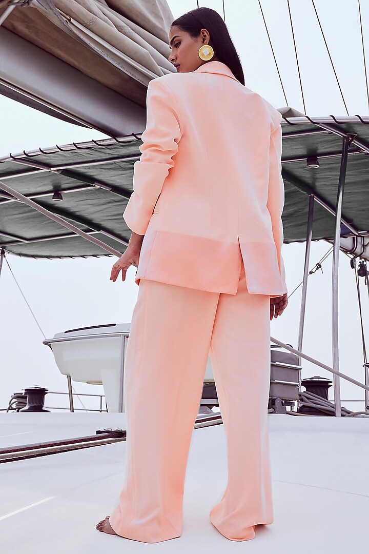 Peach Micro Blazer Set by Nirmooha at Pernia's Pop Up Shop