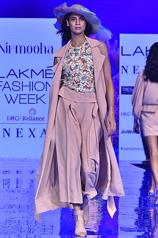 Nude Embroidered Tank Top by Nirmooha