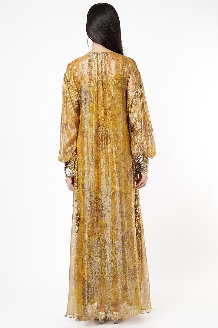 Yellow Printed Kaftan With Slip by Nirmooha at Pernia's Pop Up Shop