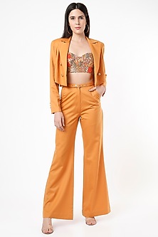 Mustard Suiting Blazer Set by Nirmooha-NIRMOOHA