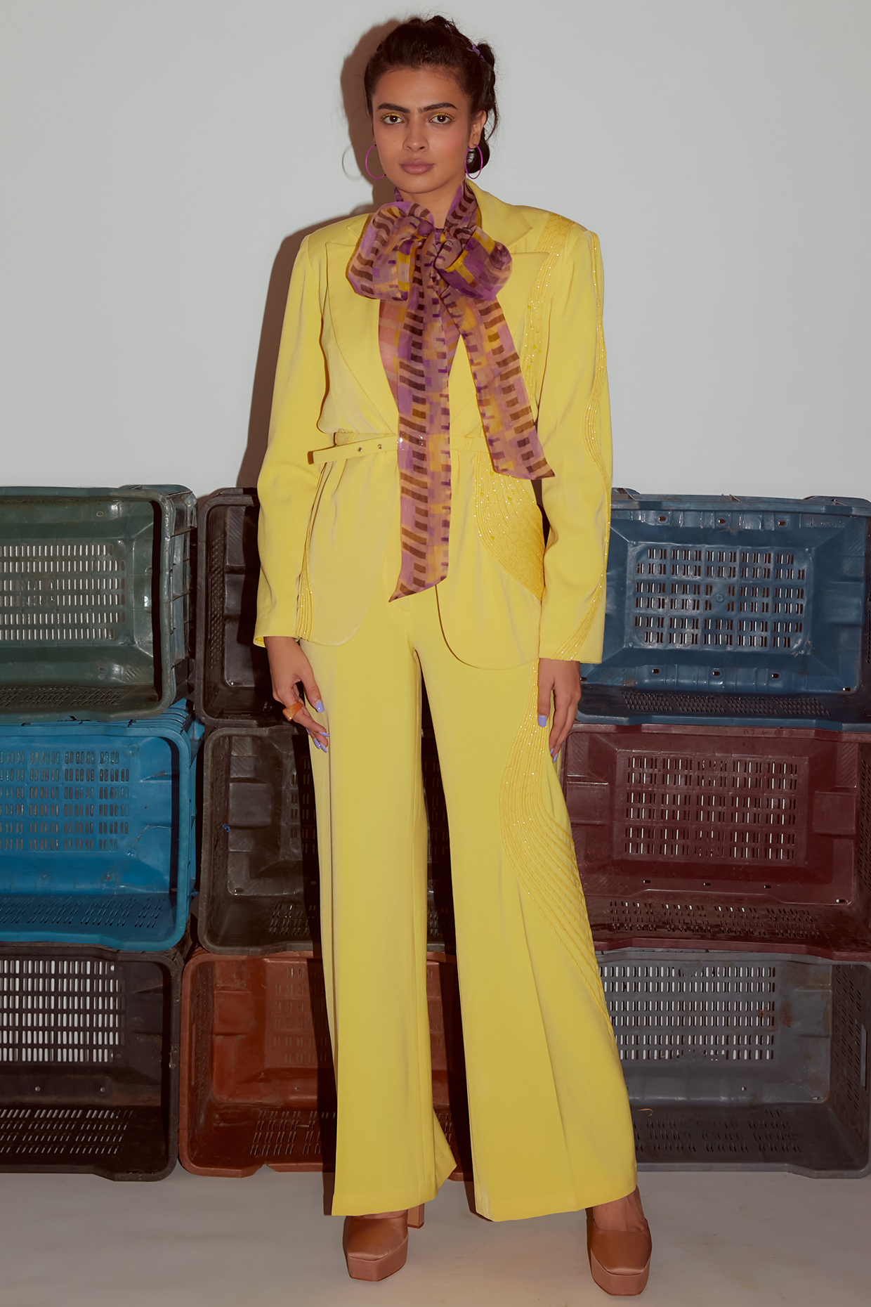 Lemon Yellow Micro Blazer by Nirmooha at Pernia's Pop Up Shop