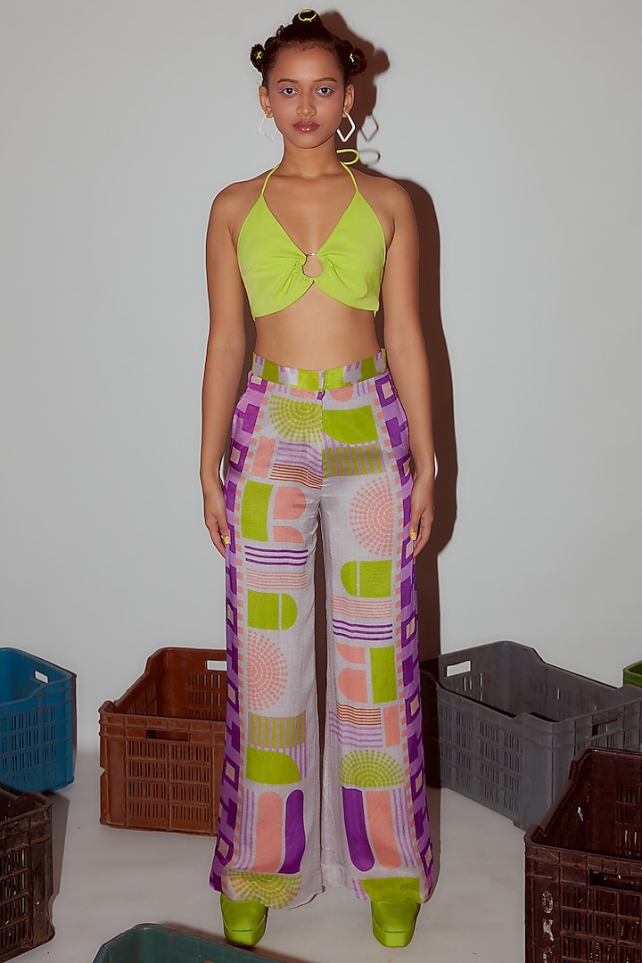 Multi-Colored Chiffon Printed Straight Pants by Nirmooha