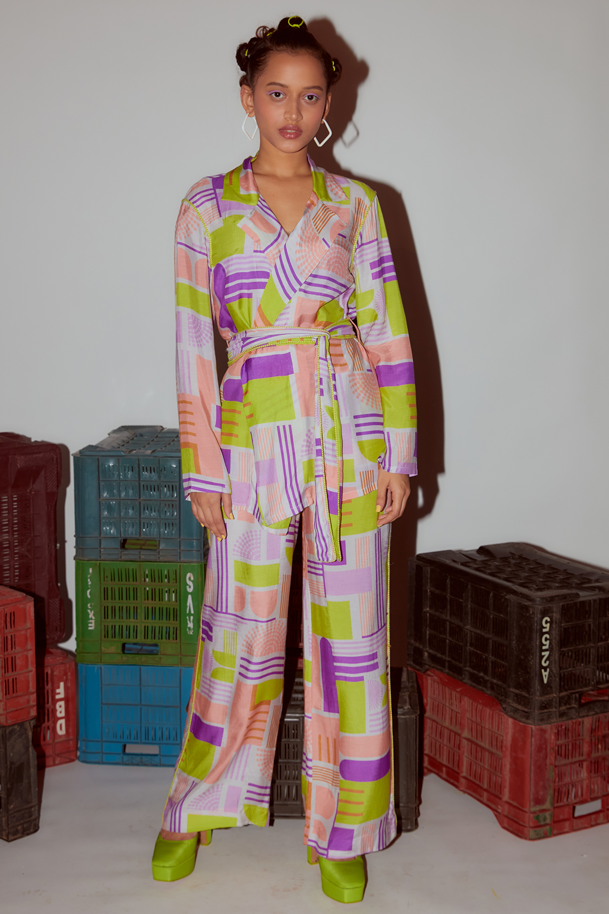 Multi-Colored Mul Printed Jacket Set by Nirmooha at Pernia's Pop Up Shop