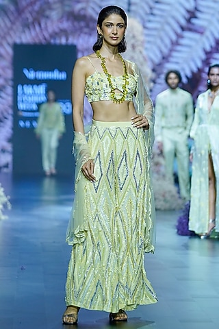Cool Matcha Net Embroidered Dupatta by Nirmooha