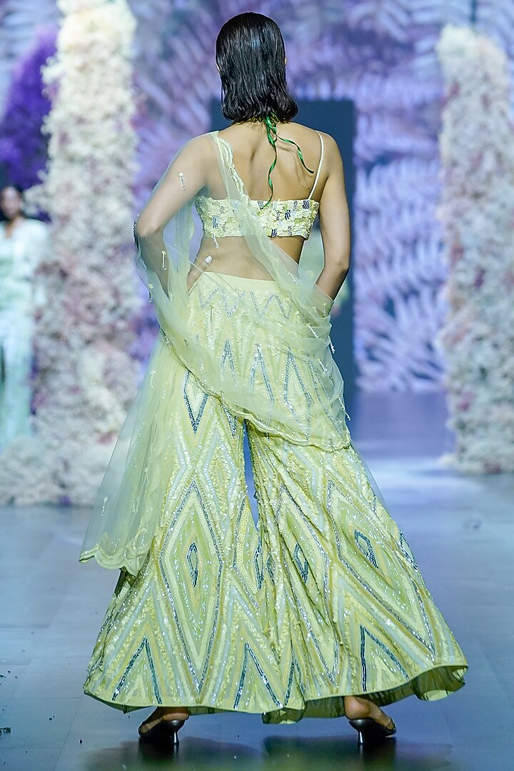 Cool Matcha Net Embroidered Dupatta by Nirmooha at Pernia's Pop Up Shop