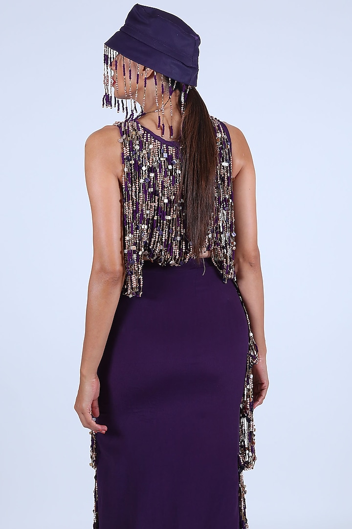 Purple embellished skirt best sale