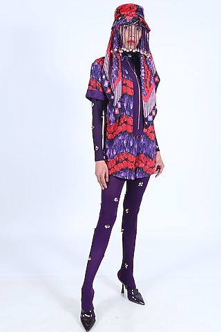 Deep Violet & Burnt Orange Printed Jumpsuit by Nirmooha