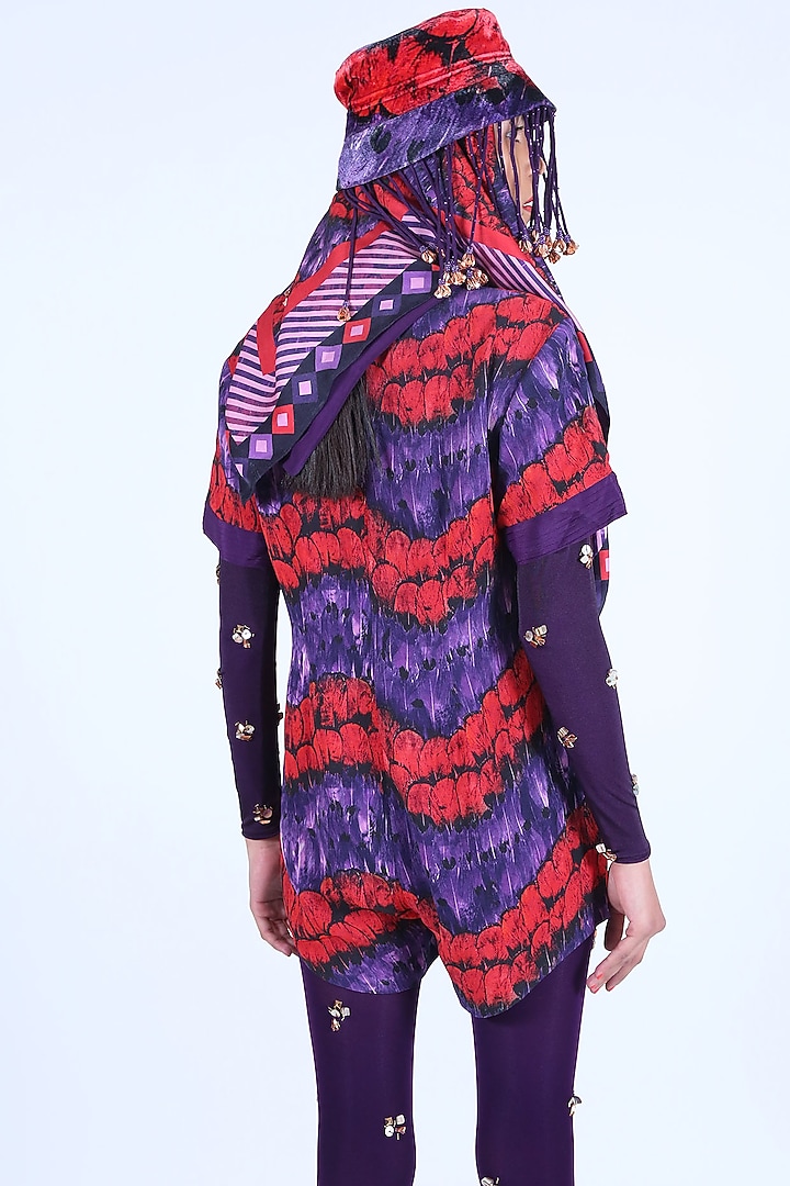 Deep Violet & Burnt Orange Printed Jumpsuit by Nirmooha at Pernia's Pop Up Shop